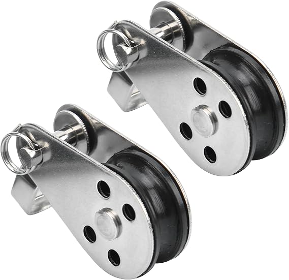 Sailing Pulley,2pcs Stainless Steel Small Lifting Rope Runner Marine Block for Kayak Boat Fishing Sailing Applications