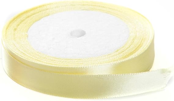Solid Color Satin Fabric Ribbon (Light Yellow, 1/2" x 25 Yards)