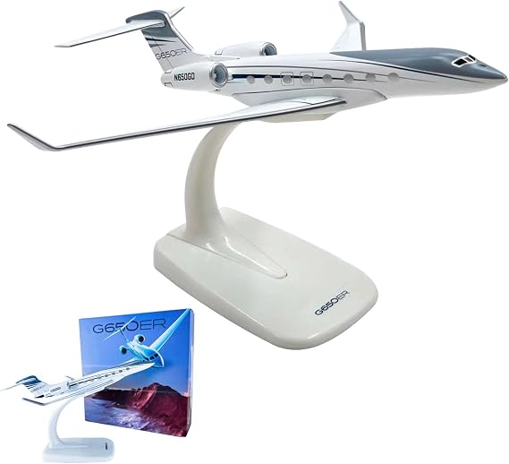 1:200 Model Jet Airplane, Gulfstream G650 Plane Model Alloy Aircraft for Desk Decor and Collection or Presents (6.3x5.9 inch)