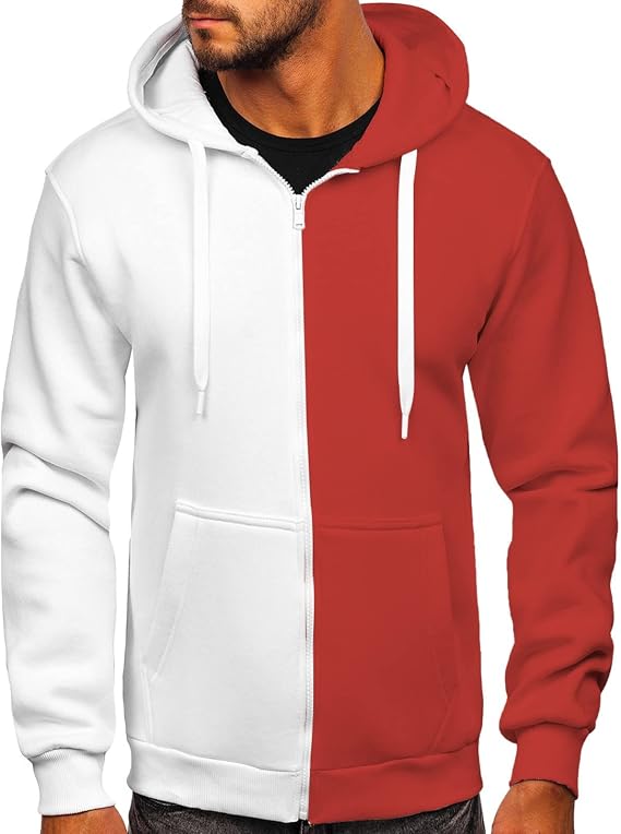 Oversized Sweatshirts for Men Loose Fit Long Sleeve Color Block Drawstring Pullover Hoodies Crewneck Causal Shirt