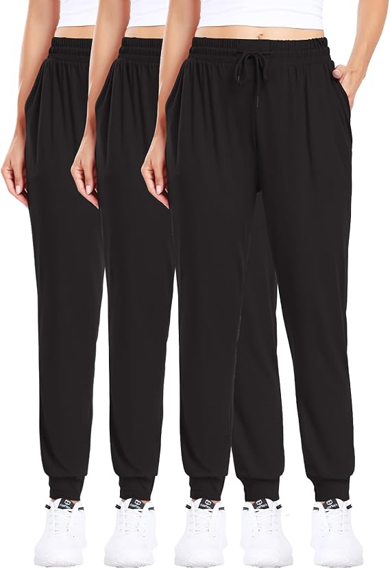 3Pack Joggers for women, Women sweatpants with pockets lounge casual pants | 2 Pockets,Breathable,Stretchy Fabric,Adjustable Drawstring,Soft Skin-Friendly,Comfy Yoga Workout Pants