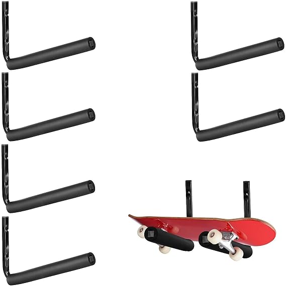 Skateboard Wall Mount Storage Rack, Skateboard Garage Display Organizer, Skateboard Storage Holder for Snowboards, Scooter, Longboards