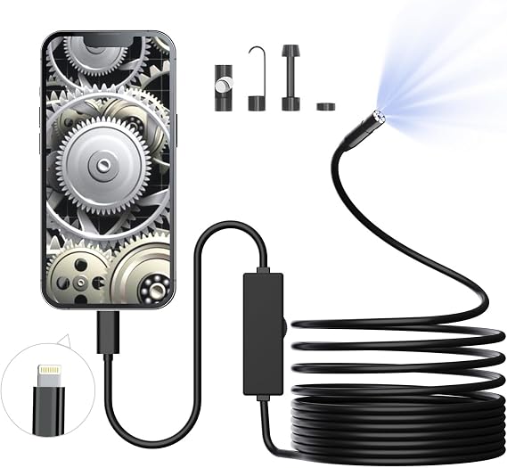 Endoscope Camera with Lights, 1920P HD Borescope with 8 Adjustable LED Lights, IOS System, Not for Ages 15+