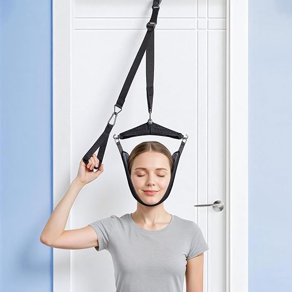 Neck Stretcher Cervical, Neck Extender & Spinal Extender, Cervical Traction Device for Home Use, Breathable Neck Trainer for Neck Pain Relief