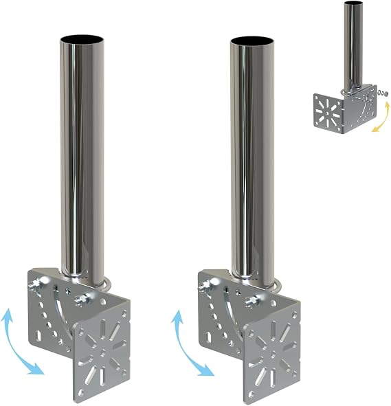 2PCS 1.5 Diameter 12 Length Universal Outdoor Adjustable Antenna Mount Pole Bracket to Wall Weather Station Antenna Mast Mounting Pole Clamp Kit
