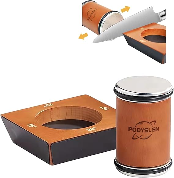 Rolling Knife Sharpener, Multi-Angle Knife Sharpening Tool with Industry Diamonds for Kitchen Knives - Knife Sharpener Kit Offers 15, 20, 18, 22 Degree Sharpening, large, Wood