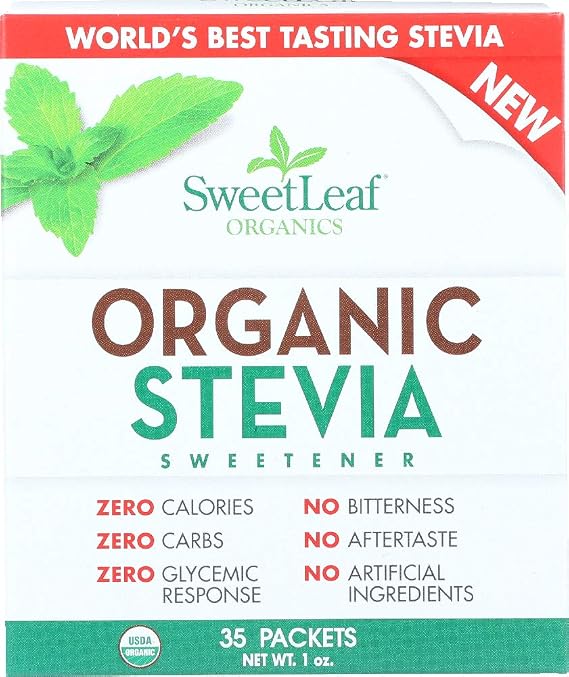 SweetLeaf Organic Stevia Powder Sweetener, Sugar Free - 35 Packets (1 Pack)
