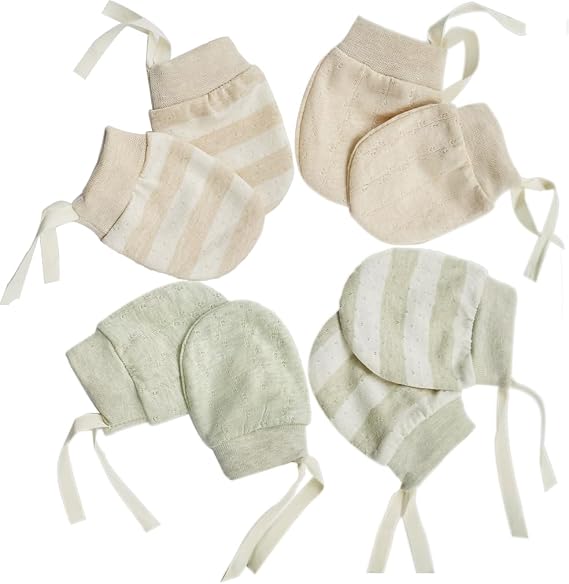 Cute Boys Girls Cotton No Scratch Gloves Drawstring Adjustable Mittens for Baby Infants