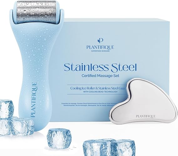 PLANTIFIQUE Ice Roller & Guasha Tool for Face - Reduce Puffiness & Soothe