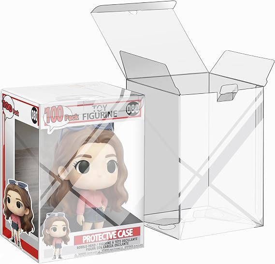 Protector Cases Compatible with Funko, 100 Count Fit Standard 4-Inch Collectible Figures, Stackable Storage, Clear Display Box with Protective Film, 100 Count