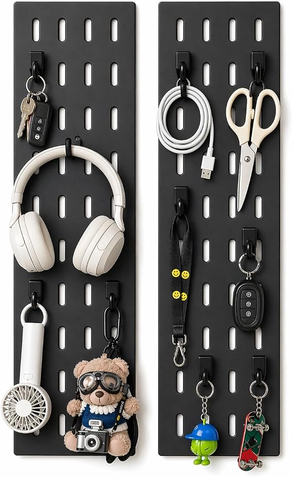 Pegboard Wall Organizer - Modular System for Gaming Setup, Office & Kitchen Storage Solutions Create A Perfectly Structured Space(Black,1612)