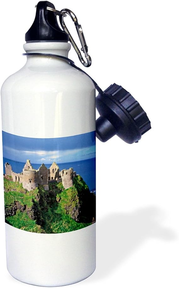 3dRose "Dunluce Castle, County Antrim, Northern Ireland EU15 RER0005 Ric Ergenbright" Sports Water Bottle, 21 oz, White