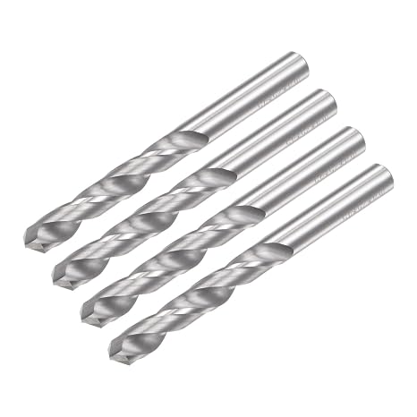 uxcell Solid Carbide Drill Bits, 4mm C2/K20 Tungsten Carbide Jobber Drill Bits Straight Shank Drilling Tool for Stainless Steel Aluminum Iron Metal Plastic 4pcs