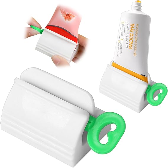 Rolling Tube Toothpaste Squeezer Toothpaste Seat Holder Stand for Bathroom Accessories Toothpaste Squeezer with Rolling Toothpaste Holder, rotatable Squeeze Toothpaste Dispenser for Bathroom (Green)