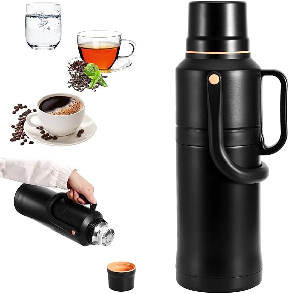 Flask for Hot and Cold Drinks, 2.3L Large Capacity Thermal Flask Stainless Steel Vacuum Insulated Flasks for Hot Drinks, Portable Leak-Proof Thermal Flasks for Outdoor Camping,Hiking,Cycling