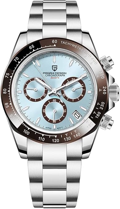 HaiQin Pagani Design Homage 1644 Men's Quartz Watch | Japan VK63 Movement Ceramic Bezel Stainless Steel Screw-in Crown Sport Waterproof Chronograph Sapphire Mirror