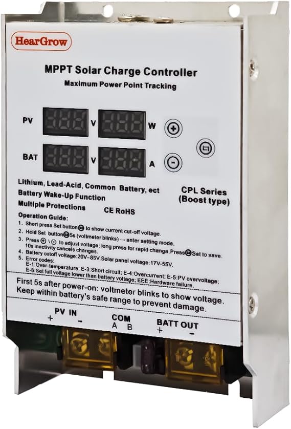 600W 30A Boost MPPT Solar Controller, Step-Up Charging from 17V-55V Panels to 24V-85V Battery Banks-99% Tracking Efficiency, 30A, Pure Copper Inductor, Compatible with Lead-Acid/Lithium/Gel