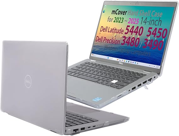 mCover Case ONLY Compatible for 2023~2025 14" Dell Latitude 5440 5450 Series/Precision 3480 3490 Series Windows Notebook Computer (NOT Fitting Any Other Dell Models) - Clear