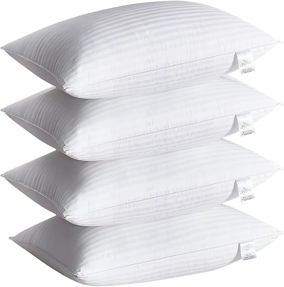 Acanva Bed Pillows for Sleeping 4 Pack, Premium Fluffy and Soft Down-Like Polyester Fiber Filled, Perfect for Back, Stomach & Side Sleepers, Queen (Pack of 4), White