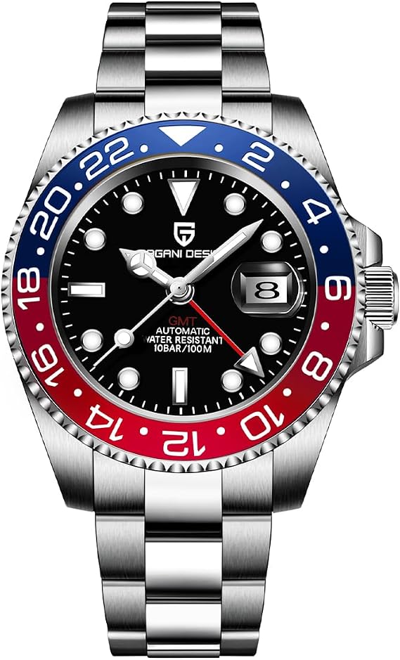 Pagani Design GMT Automatic Mechanical Men's Watch Rotating Ceramic Bezel Stainless Steel Watch with Date Function Men's Sport Watch