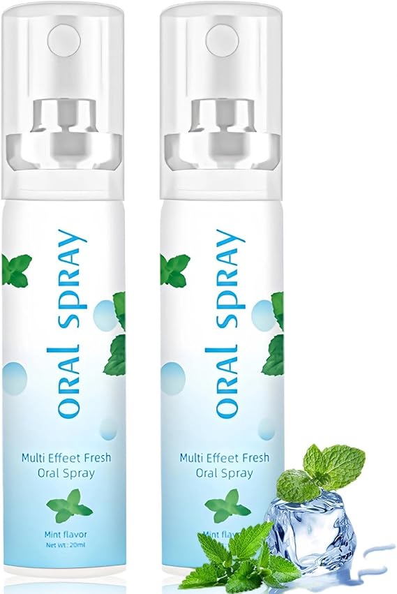 2Pcs Pro-Biotic Dry Mouth Spray & Breath Freshener Spray, Mint Flavor 20ML, Long-Lasting Moisturizing Oral Care for Bad Breath, Freshens Mouth & Fights Unpleasant Odor