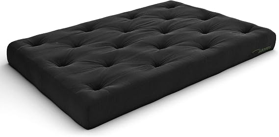 Nirvana Futons Plush, Comfortable 8-Inch Twin Futon Mattress, Black Twill - Made in USA