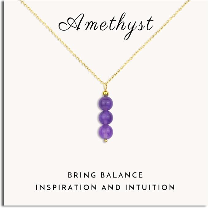 SmileBelle Crystal Necklace, Jade Necklace for Women as Anniversary Birthday Gifts for Women 14k Gold Black Tourmaline Lockets as Birthstone Jewelry for Girls Dainty Crystal Jewelry
