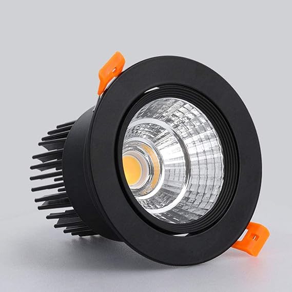 Recessed LED Ceiling Spotlight Downlight with Chips, Deep Anti-Glare Recessed Lighting with Cold Forged Radiator for Home Ceiling, Black, 12W Warm Light 3000K