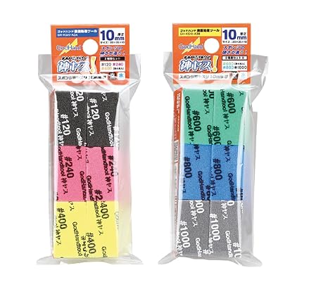 GodHand Kamiyasu-Sanding Stick 10mm Assortment Set A (#120, 240, 400) & B (#600, 800, 1000) GH-KS10-A3 for Plastic Models With Original Stylus Ballpoint Touch Pen