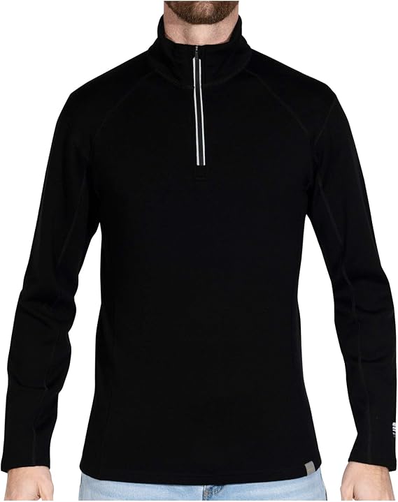 MERIWOOL Mens Base Layer 100% Merino Wool Heavyweight 400g Half Zip Sweater for Men