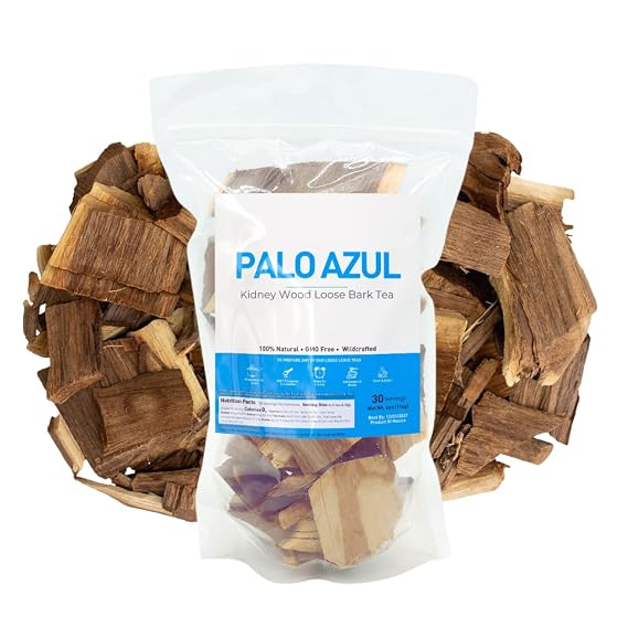 Premium Wildcrafted Palo Azul Tea 4oz (114g) | Kidneywood Blue Stick Herbal Tea | 100% Natural Loose Bark | Over 30+ Cups | Authentic Mexican Teatox & Detox Brew | Resealable Freshness Bag