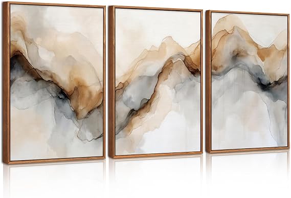 Celestdeco Modern Abstract Watercolor Texture Framed Canvas Wall Art 30x40cm