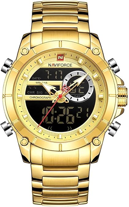 NAVIFORCE Watch for Men Dual Display Digital Quartz Watches Multifunctional Business Stainless Steel Wristwatch