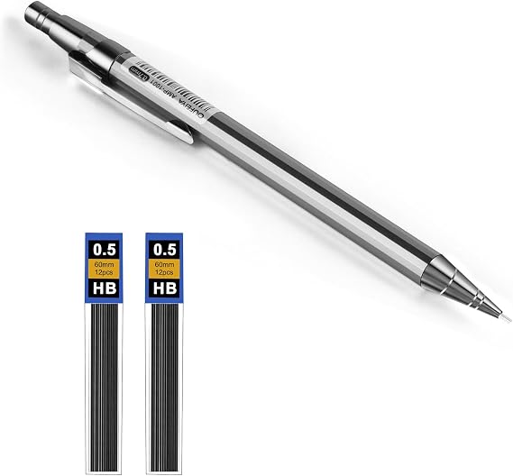 OFFCUP Mechanical Pencils Set, Propelling 0.5mm Automatic Drafting Clutch Pencil With 2 Tube Lead Refills for School, Engineer Writing, Drawing, Sketching