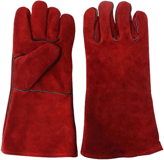 14" Cow Split Leather Welding Gloves Anti-Abrasion & Heat Work Safety Gloves
