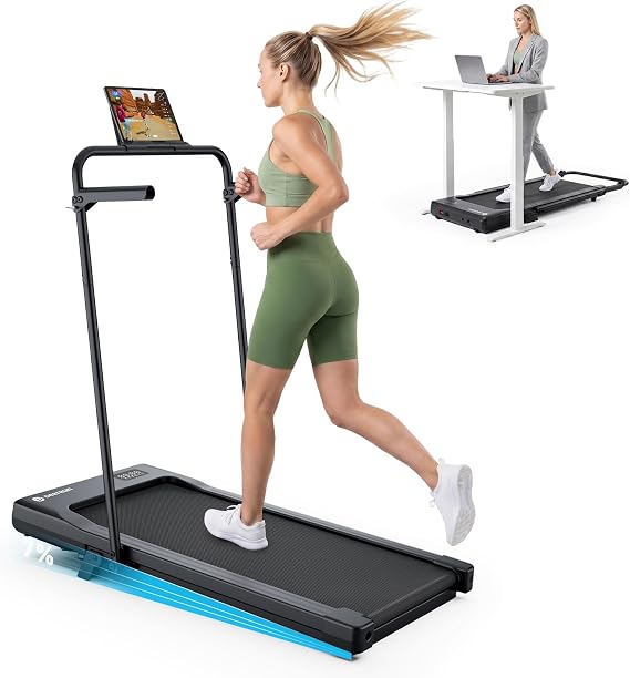 DeerRun Walking Pad with Handlebar, Incline Walking Pad for Home & Office