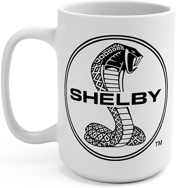 Shelby Cobra Personalized Ceramic Coffee Mug Cup, 15-Ounce Glossy Finish Officially Licensed Product Great for Tea, Hot Chocolate