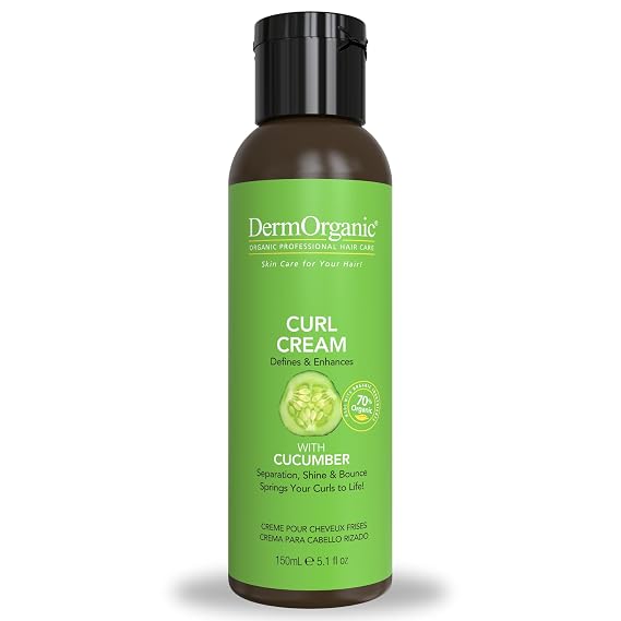 DermOrganic Curl Cream Styler - Greater Curl Separation, Bounce, Defines Curls, Tames Frizz, Humidity Control 5.1 oz