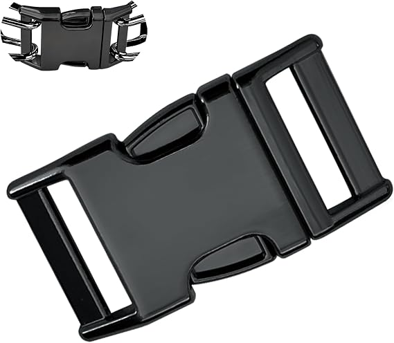 Dog Collar Buckle, Fastener Stainless Steel Buckle for Small Medium Large Dogs Collar Steel Chrome Plated (Black, M:3.0mm)