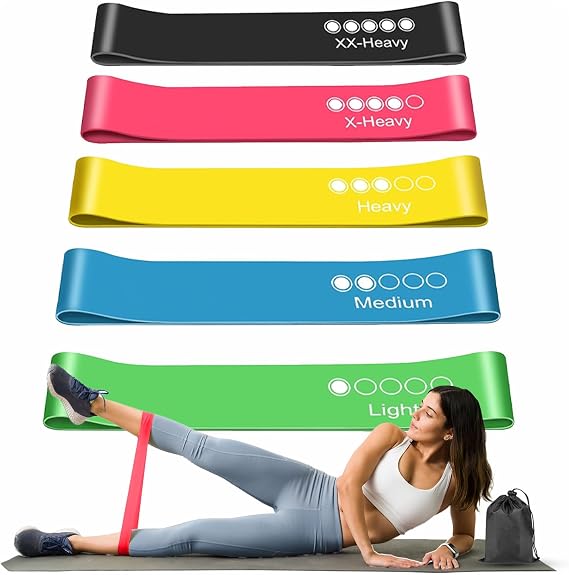 Resistance Bands, Set of 5 Different Levels, Exercise Band for Home Gym, Training and Yoga with Carrying Bag
