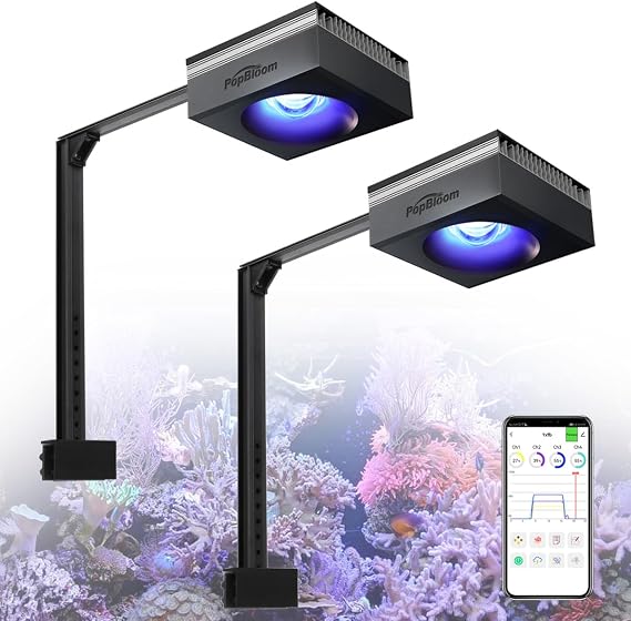 PopBloom RL90 Reef 2PCS Marine Led Aquarium Light Full Spectrum for 36"-48" Reef Coral SPS LPS Reef Coral Saltwater Tank Lamp