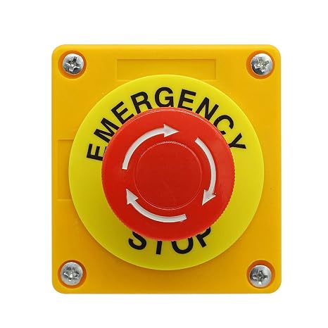 Push Button Station, 660V 10A 2 Position 1NO 1NC Momentary Emergency Stop Push Button Switch 40mm Red Mushroom Cap 1PCS
