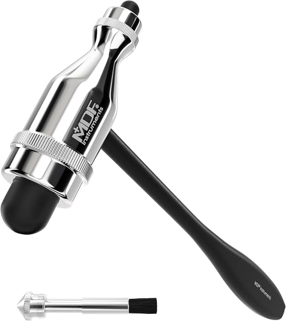 MDF Instruments, Tromner Neurological Reflex Hammer with Built-in Brush for cutaneous and Superficial responses - Light - HDP Handle - Black (MDF555P-11)
