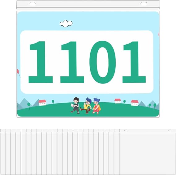Goutoports Race Bib Display Holder Vinyl Protector Sheets - 10 Pack Photo and Running Bib Display Holder Organizer for Medal Hanger Display