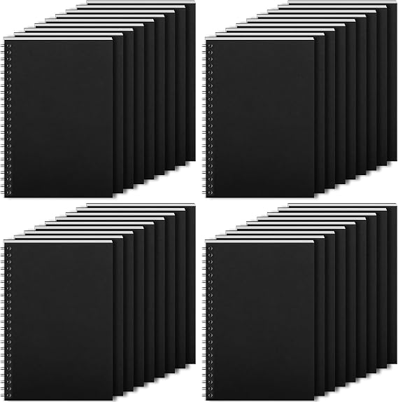 Jeffbaubl Pack of 18 A5 Lined Notebook 14 x 21 cm Black A5 Spiral Notepad Spiral Notepad Diary for Office School Business 80 Sheets 160 Pages