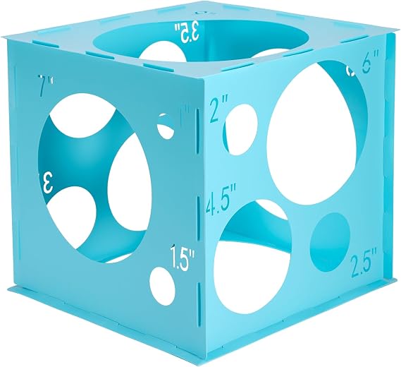 Auihiay 14 Holes Balloon Sizer Cube, Plastic Blue Balloon Sizer(1-10 Inch) | Balloon Size Measurement Tool for BalloonArches and BalloonDecorations