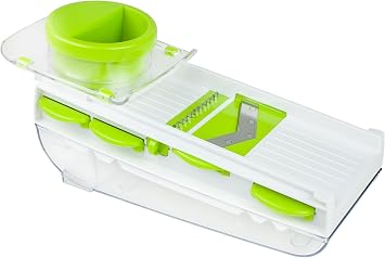 Paderno World Cuisine Mandoline/Grater with Container, 12in, White
