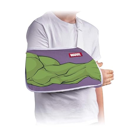 DonJoy Advantage Youth Arm Sling Featuring Marvel | Adjustable, Lightweight and Breathable Kids Brace for Left or Right Hand | Shoulder Immobilizer - Hulk X-Small