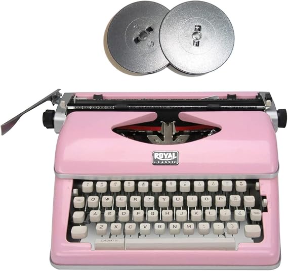 Royal 79105Y Classic Portable Manual Retro Typewriter (Pink) Bundle