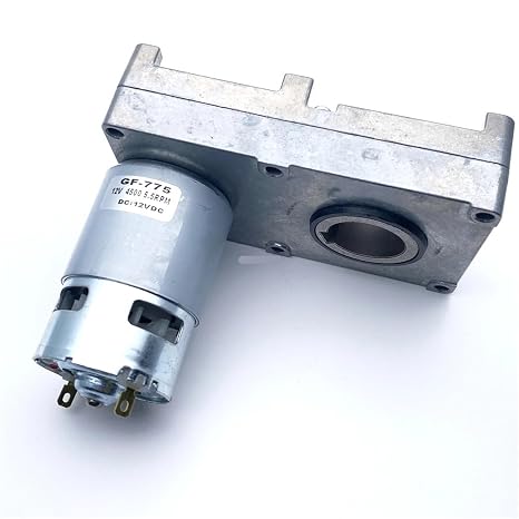 GF-775 Hollow Shaft DC Gear Motor 12V 5RPM 1:900 Torque CW/CCW Keyway Power(10rpm)